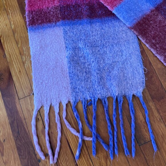 FREE PEOPLE Oversized Brushed BLANKET SCARF Pink Purple - Picture 3 of 6